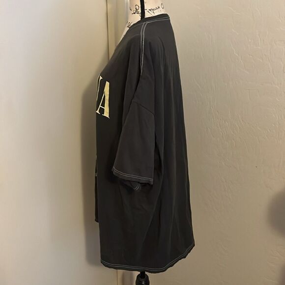 Nirvana Band Music Gray Smiley Face Design Distressed Graphic Shirt Casual - Picture 2 of 9